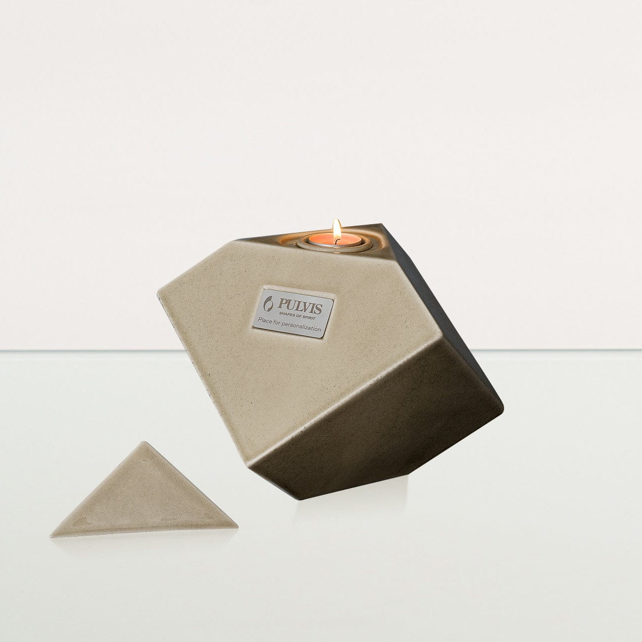 Abstract Handmade Cremation Urn for Ashes - Large | Beige Grey | Ceramic Urn - Pulvis Art Urns