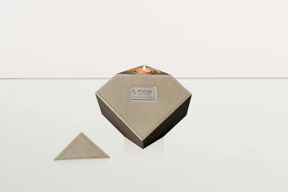 Abstract Handmade Cremation Urn for Ashes - Large | Beige Grey | Ceramic Urn - Pulvis Art Urns