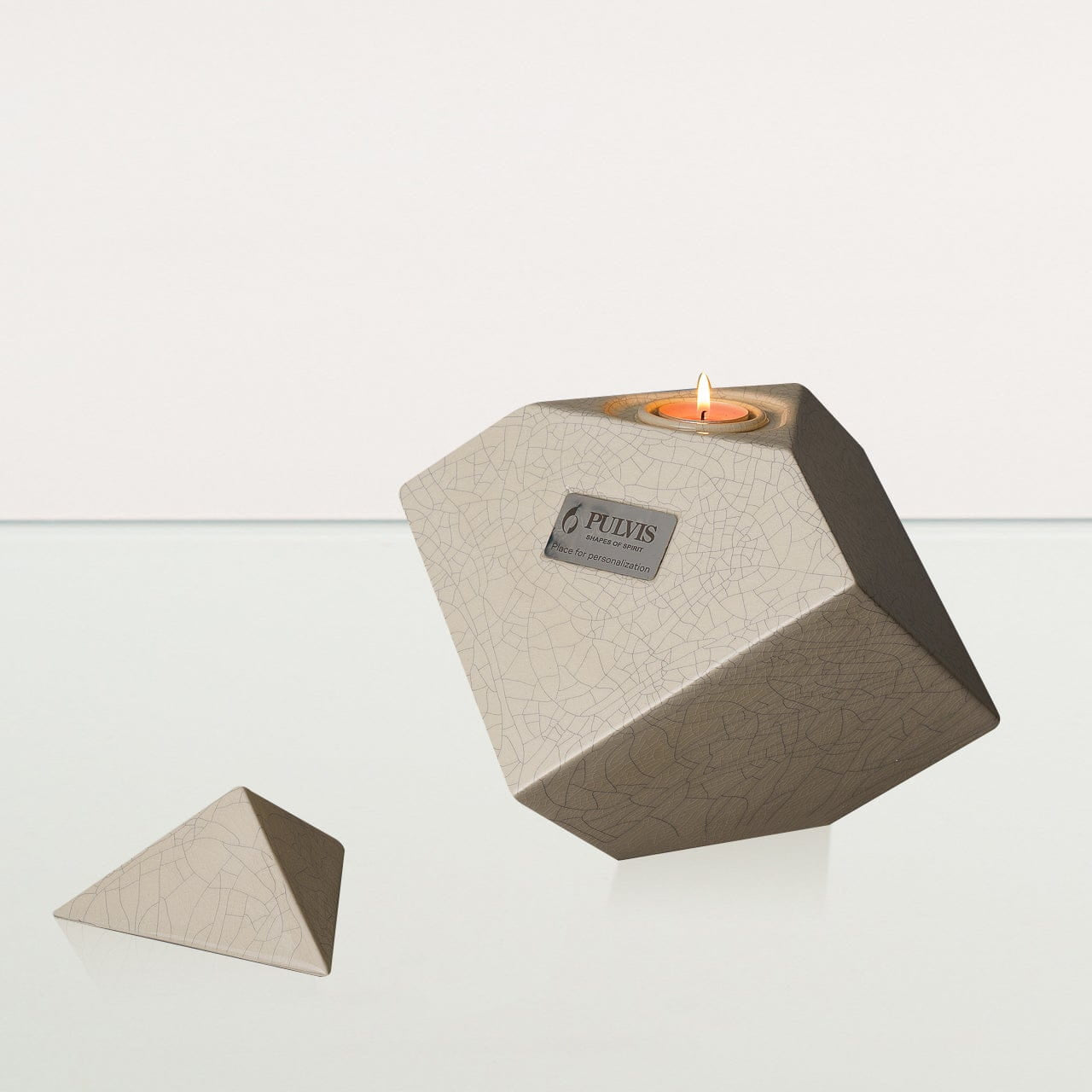 Abstract Handmade Cremation Urn for Ashes - Large | Craquelure | Ceramic Urn - Pulvis Art Urns