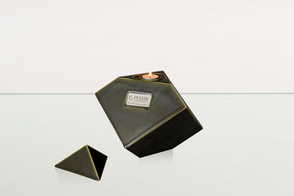 Abstract Handmade Cremation Urn for Ashes - Large | Oily Green | Ceramic Urn - Pulvis Art Urns