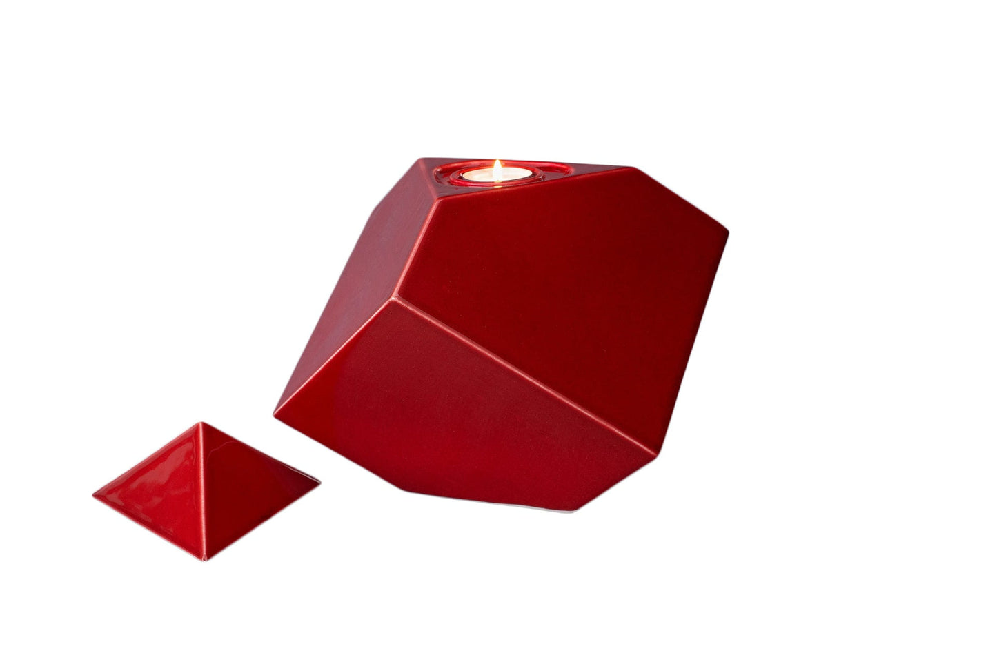 Pulvis Art Urns Adult Size Urn Abstract Handmade Cremation Urn for Ashes - Large | Red | Ceramic