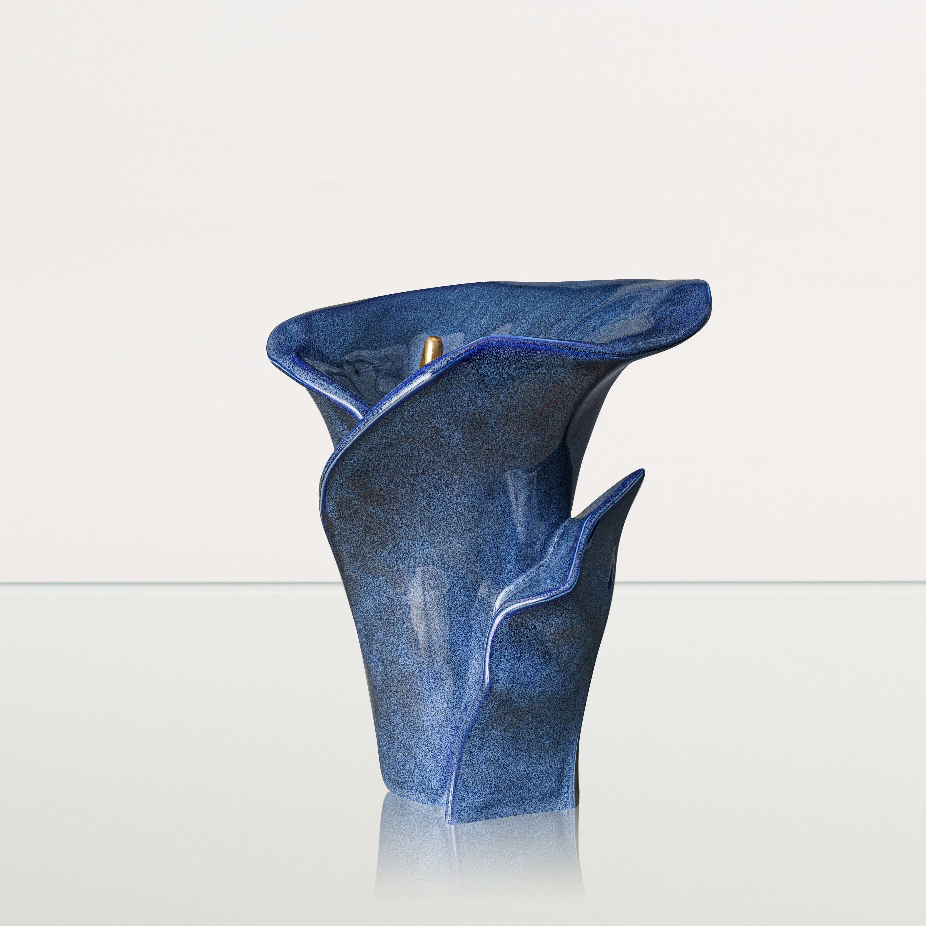 Calla Flower Memorial Urn for Ashes - Medium Urn | Blue Melange - Pulvis Art Urns