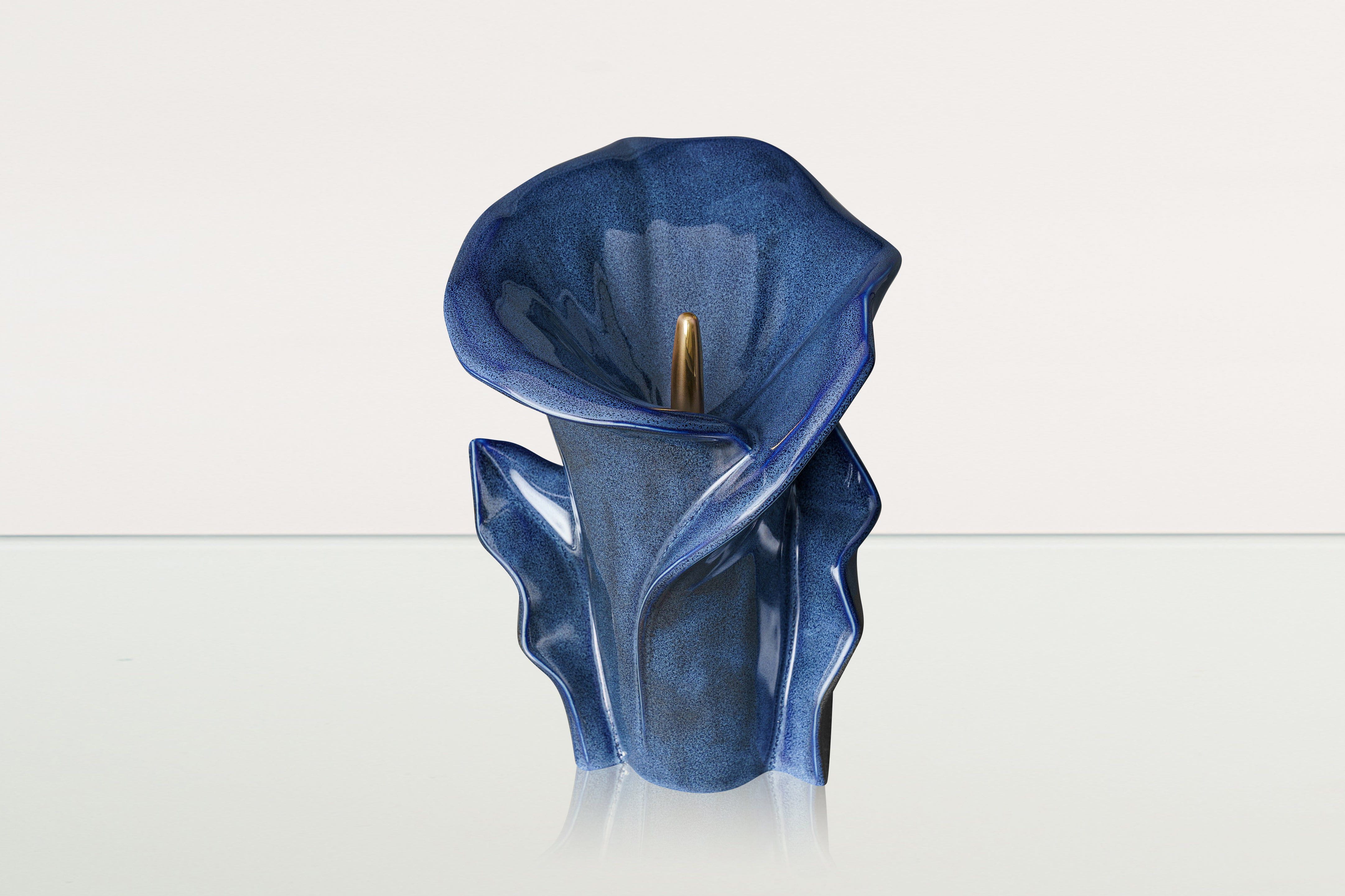 Calla Flower Memorial Urn for Ashes - Medium Urn | Blue Melange - Pulvis Art Urns