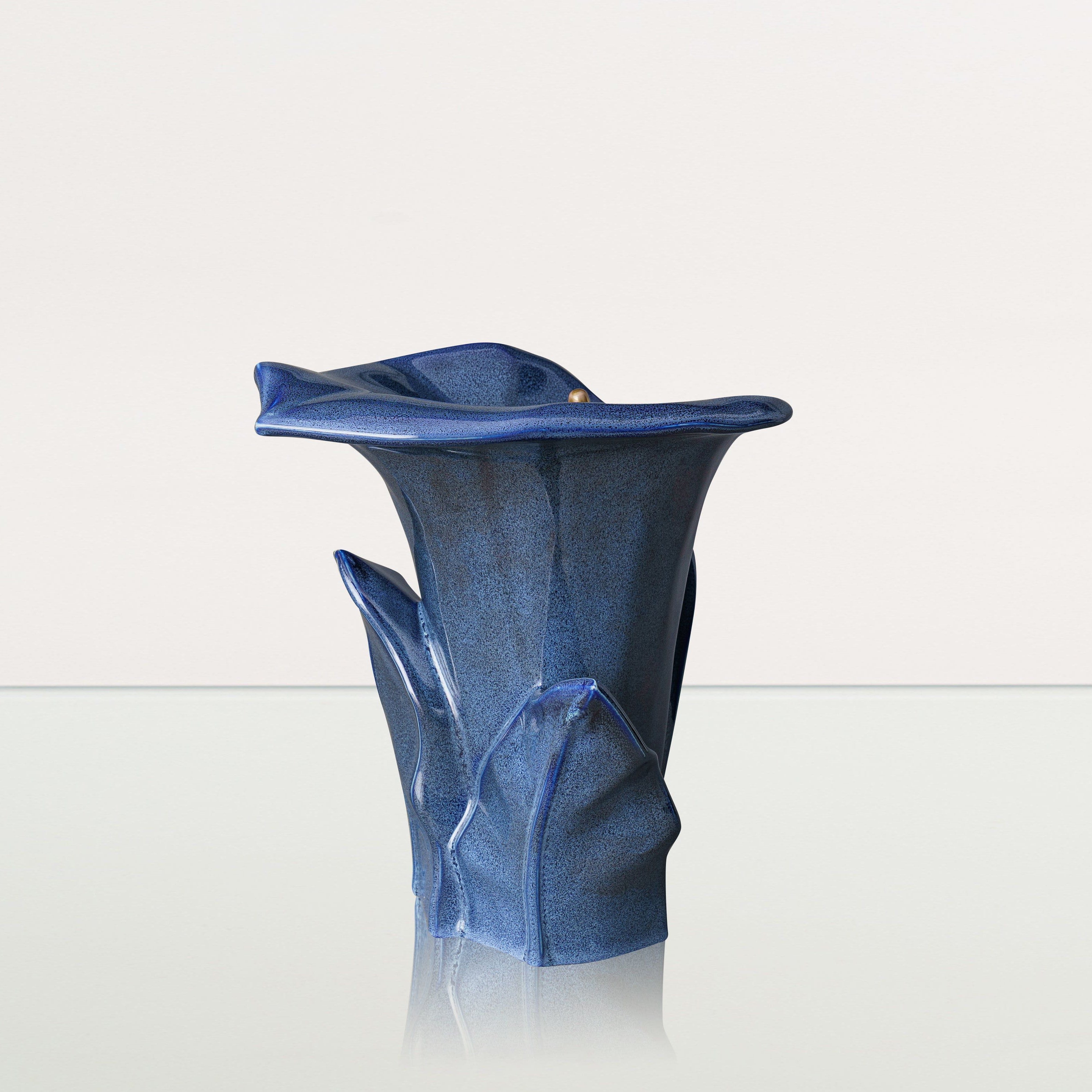 Calla Flower Memorial Urn for Ashes - Medium Urn | Blue Melange - Pulvis Art Urns