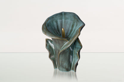 Calla Flower Memorial Urn for Ashes - Medium Urn | Oily Green Melange - Pulvis Art Urns