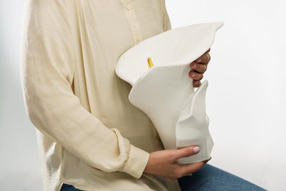 Calla Flower Memorial Urn for Ashes - Medium Urn | Yellow Craquelure - Pulvis Art Urns