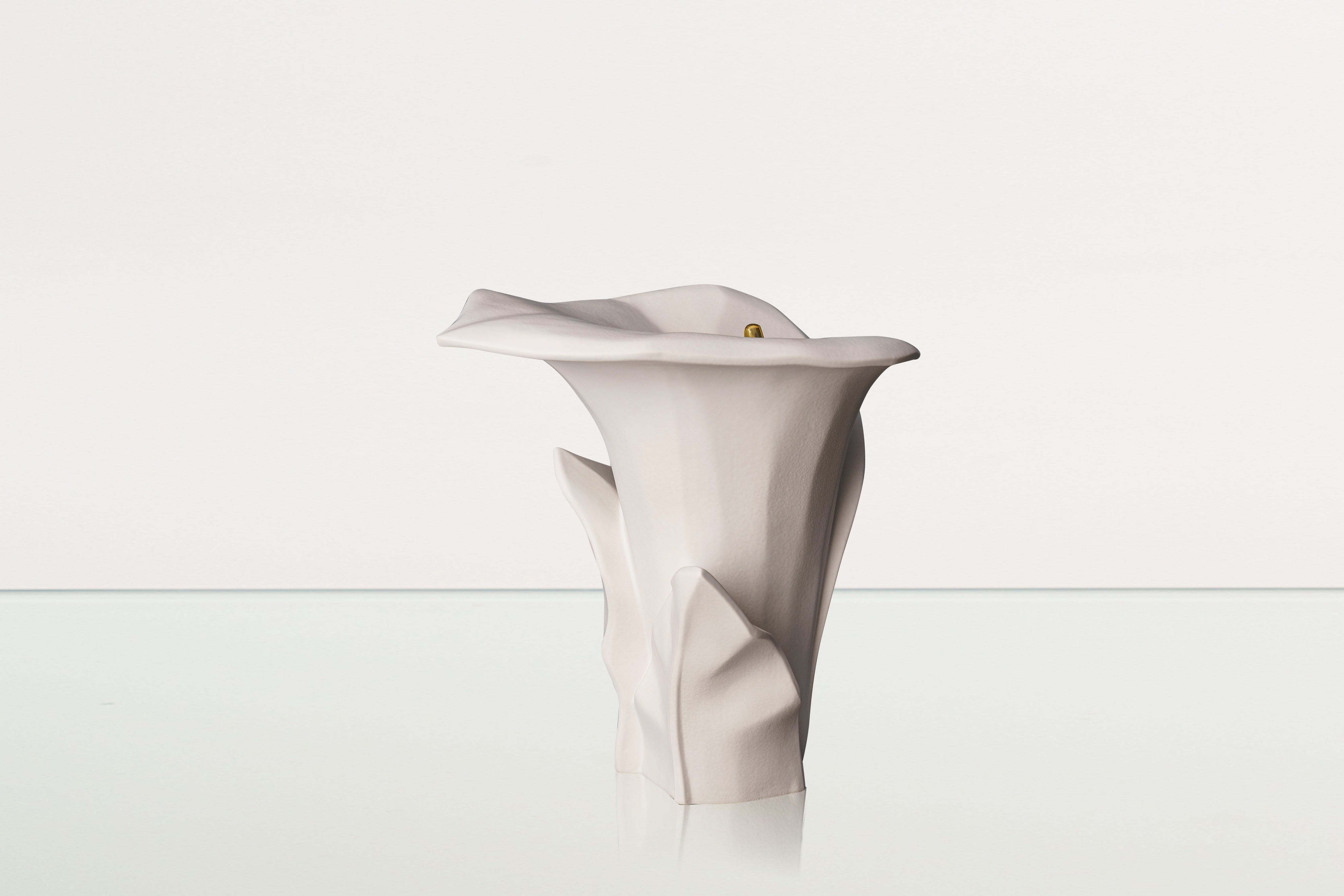 Calla Flower Memorial Urn for Ashes - Medium Urn | White Matte - Pulvis Art Urns