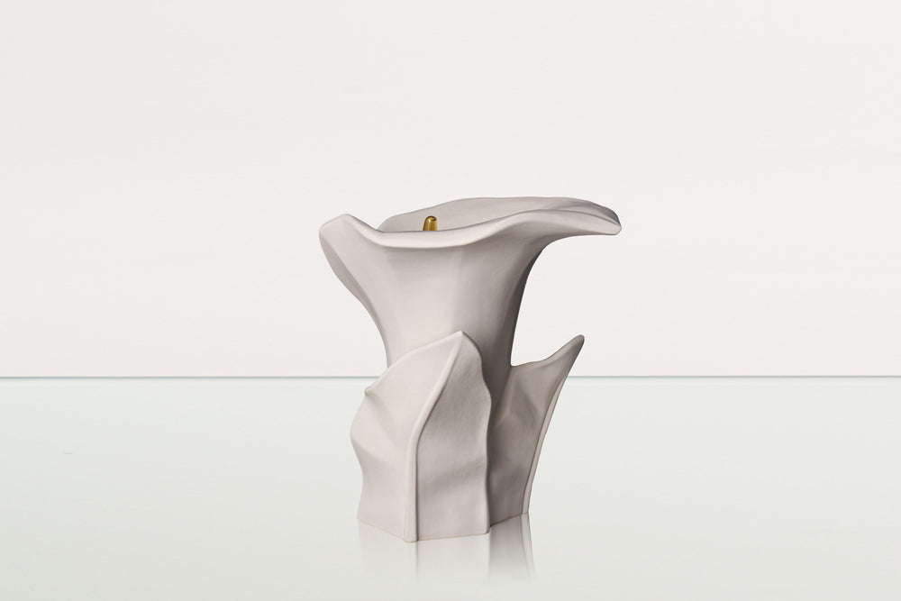Pulvis Art Urns Adult Size Urn Calla Flower Memorial Urn for Ashes - Medium Urn | White Matte