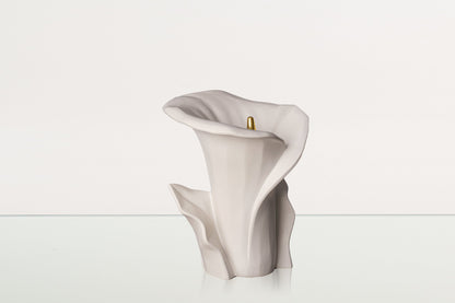 Calla Flower Memorial Urn for Ashes - Medium Urn | White Matte - Pulvis Art Urns