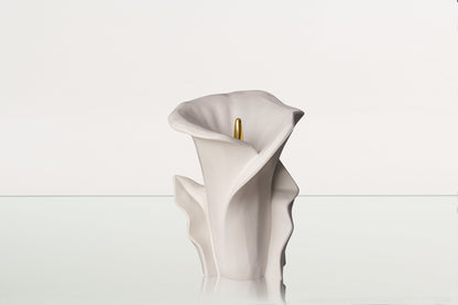 Calla Flower Memorial Urn for Ashes - Medium Urn | White Matte - Pulvis Art Urns