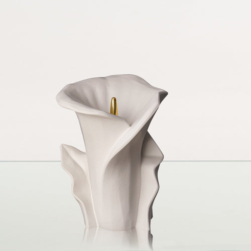 Calla Flower Memorial Urn for Ashes - Medium Urn | White Matte - Pulvis Art Urns