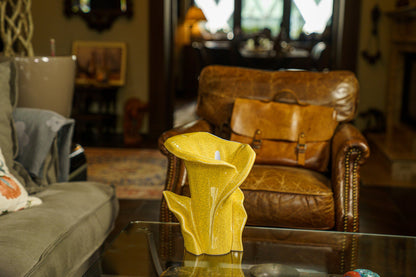 Calla Flower Memorial Urn for Ashes - Medium Urn | Yellow Craquelure - Pulvis Art Urns