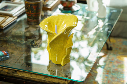 Calla Flower Memorial Urn for Ashes - Medium Urn | Yellow Craquelure - Pulvis Art Urns