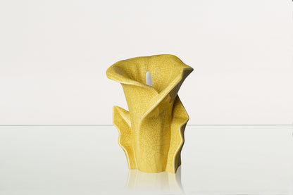 Calla Flower Memorial Urn for Ashes - Medium Urn | Yellow Craquelure - Pulvis Art Urns