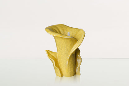 Calla Flower Memorial Urn for Ashes - Medium Urn | Yellow Craquelure - Pulvis Art Urns