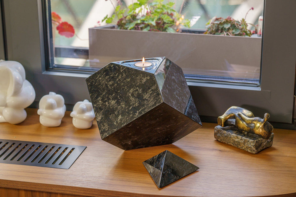 Pulvis Art Urns Adult Size Urn Carbon Fiber Cremation Urn "Abstract" - Forged Carbon Urn
