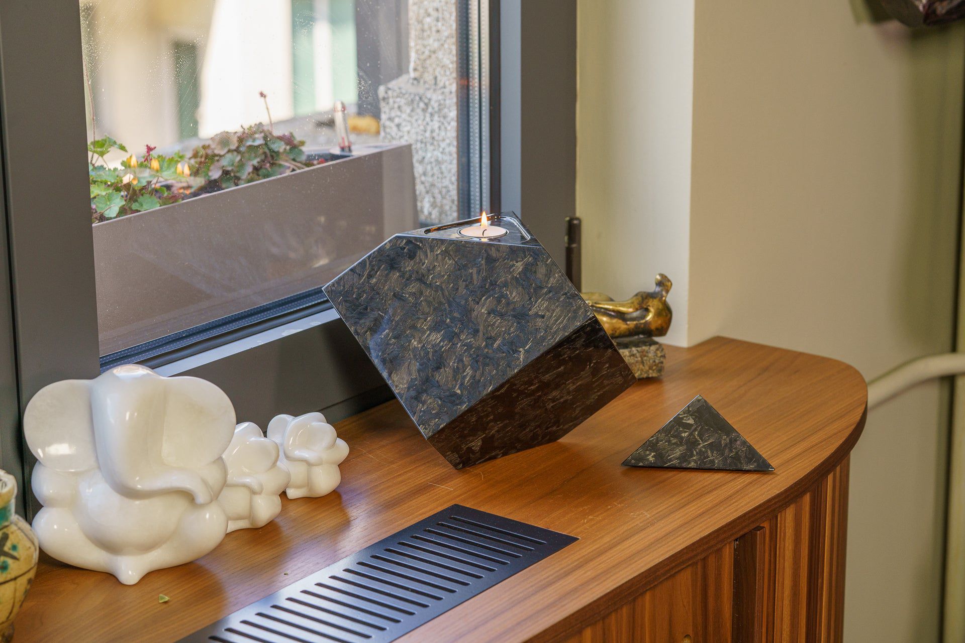 Carbon Fiber Cremation Urn "Abstract" - Forged Carbon Urn - Pulvis Art Urns