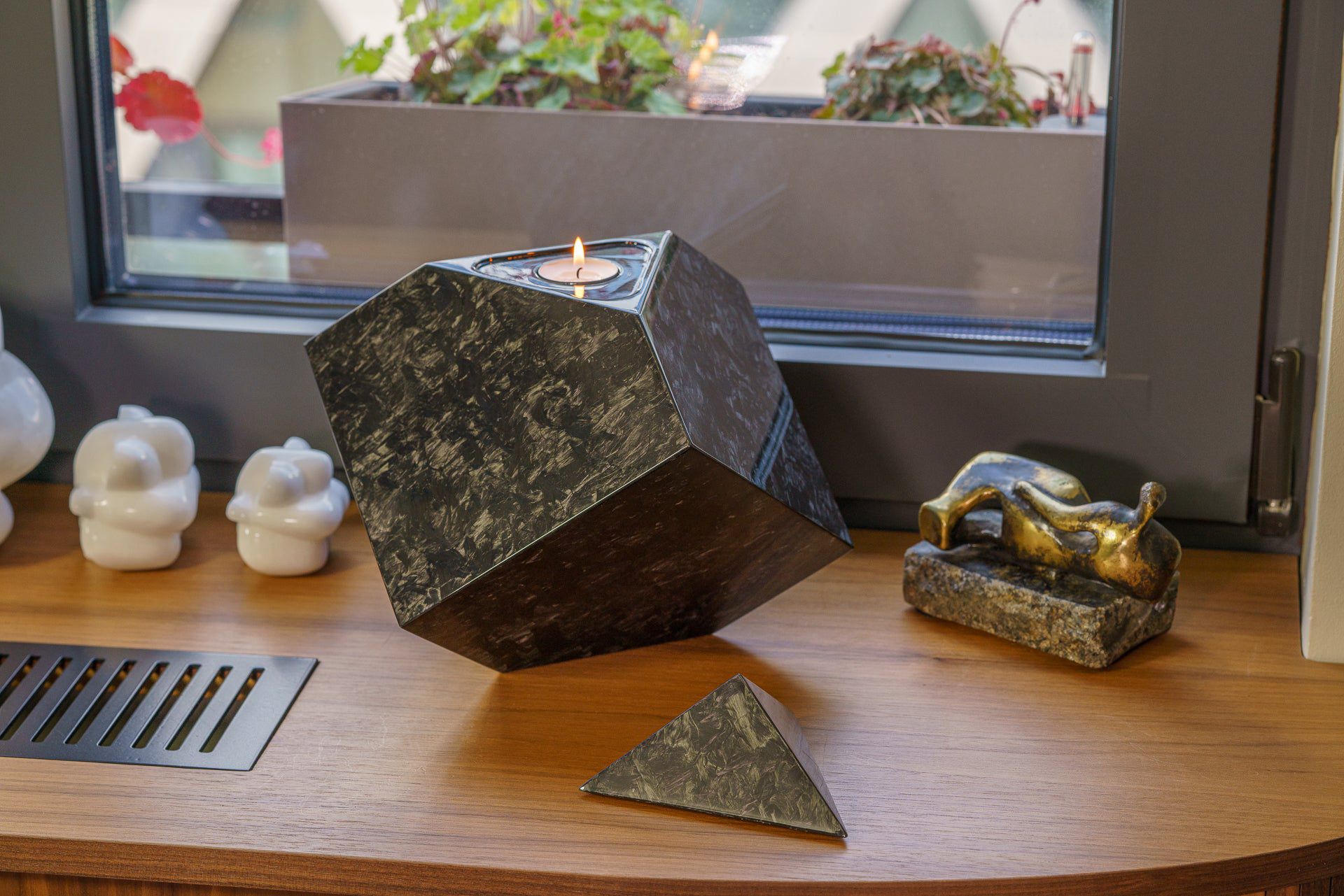 Carbon Fiber Cremation Urn "Abstract" - Forged Carbon Urn - Pulvis Art Urns