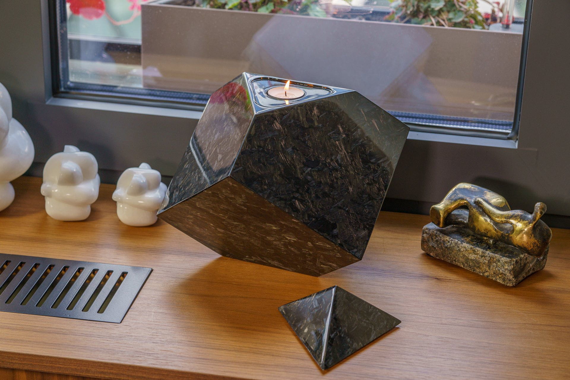 Carbon Fiber Cremation Urn "Abstract" - Forged Carbon Urn - Pulvis Art Urns