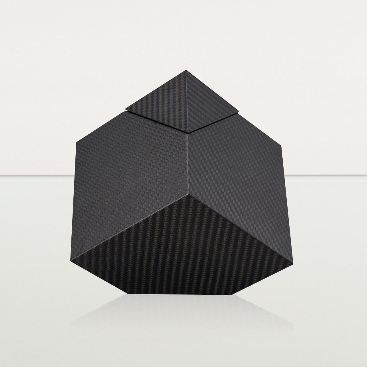 Carbon Fiber Cremation Urn "Abstract" - Twill Weave Carbon | Black Urn - Pulvis Art Urns