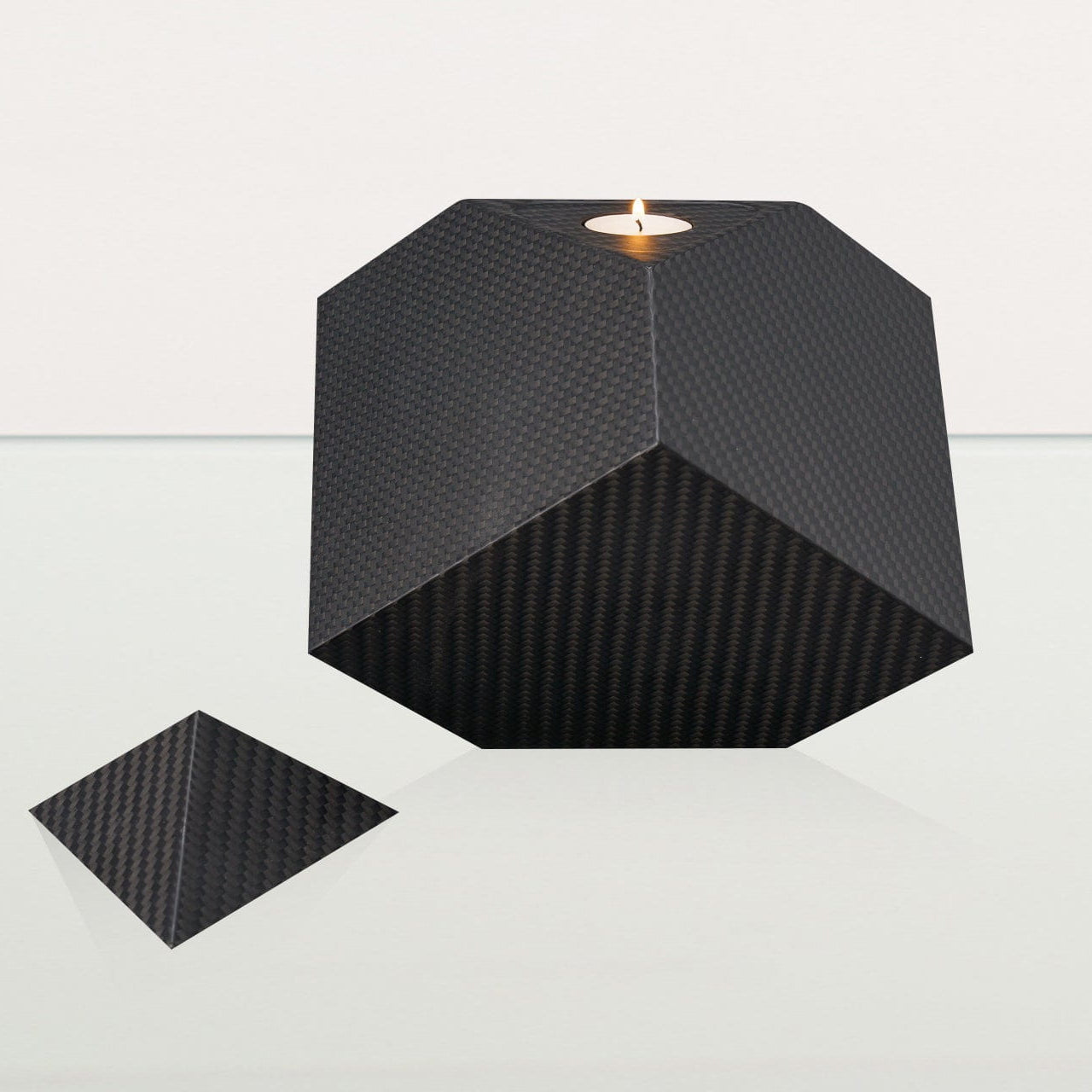 Carbon Fiber Cremation Urn "Abstract" - Twill Weave Carbon | Black Urn - Pulvis Art Urns