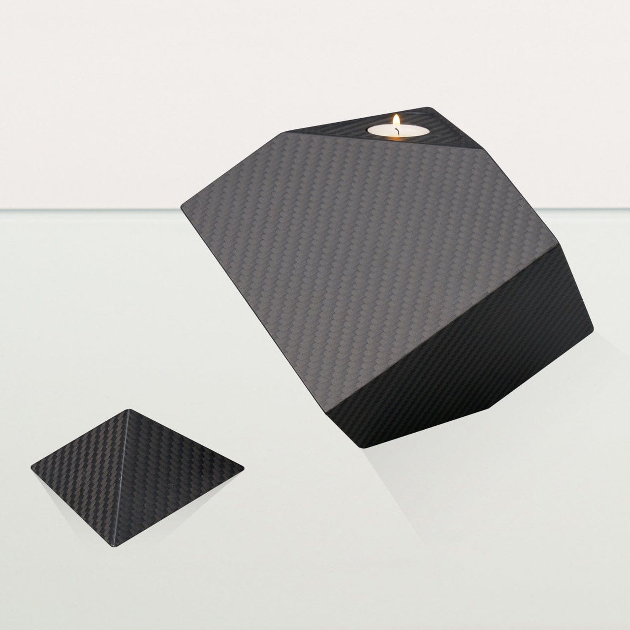 Carbon Fiber Cremation Urn "Abstract" - Twill Weave Carbon | Black Urn - Pulvis Art Urns