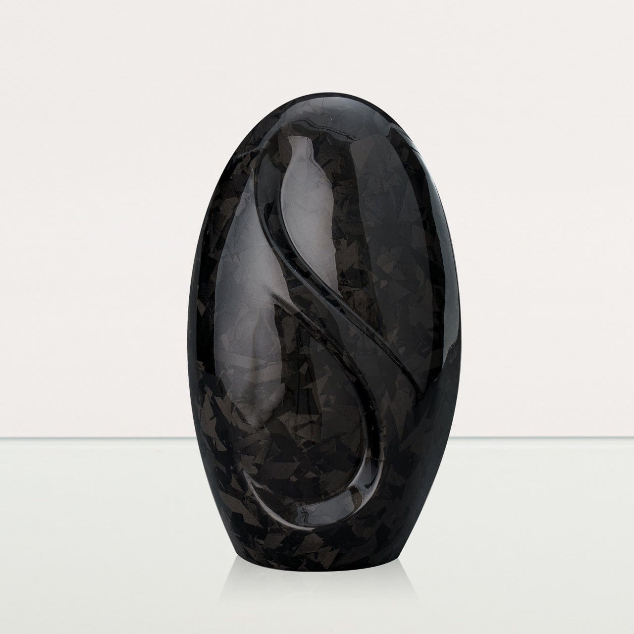 Carbon Fiber Cremation Urn "Eternity" - Forged Carbon | Black | LED Candle - Pulvis Art Urns