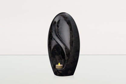 Carbon Fiber Cremation Urn "Eternity" - Forged Carbon | Black | LED Candle - Pulvis Art Urns