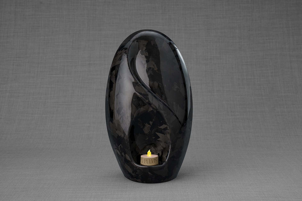 
                  
                    Carbon Fiber Cremation Urn "Eternity" - Forged Carbon | Black | LED Candle
                  
                