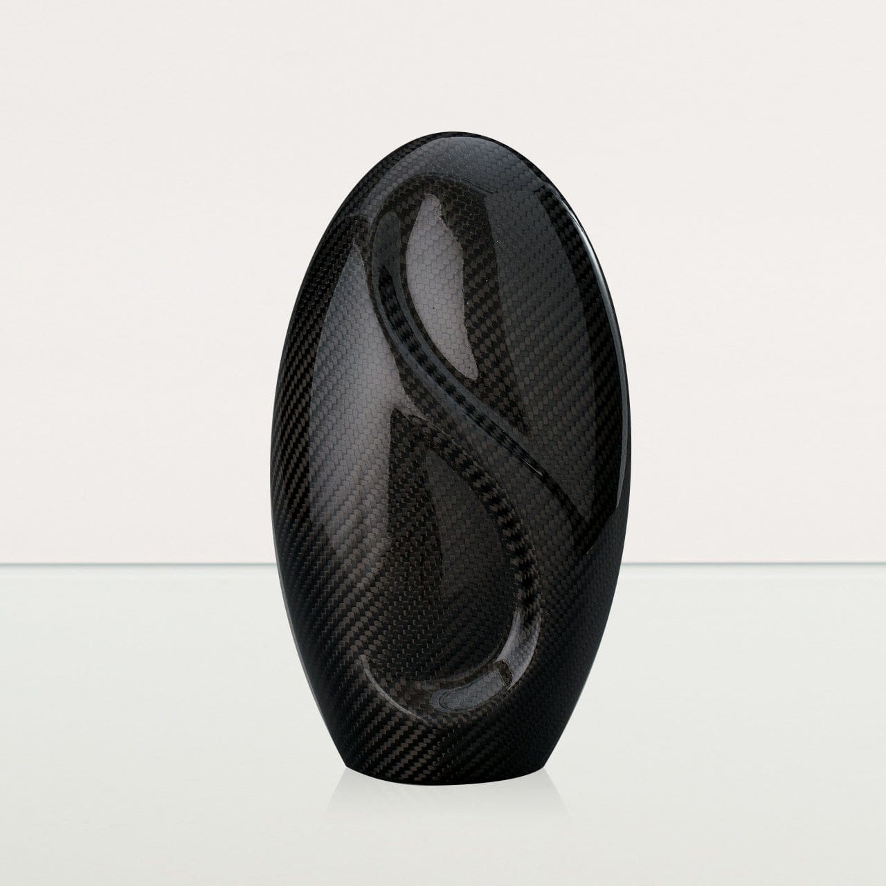 Carbon Fiber Cremation Urn "Eternity" - Twill Weave Carbon | Black | LED Candle - Pulvis Art Urns