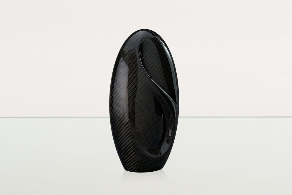 Pulvis Art Urns Adult Size Urn Carbon Fiber Cremation Urn "Eternity" - Twill Weave Carbon | Black Urn