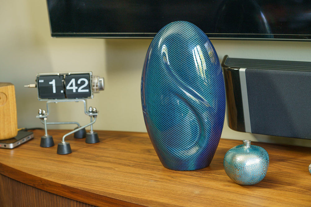 
                  
                    Pulvis Art Urns Adult Size Urn Carbon Fiber Cremation Urn "Eternity" - Twill Weave Carbon | Blue
                  
                
