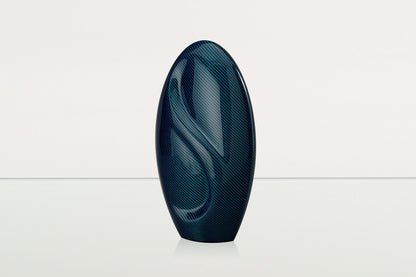 Carbon Fiber Cremation Urn "Eternity" - Twill Weave Carbon | Blue Urn - Pulvis Art Urns