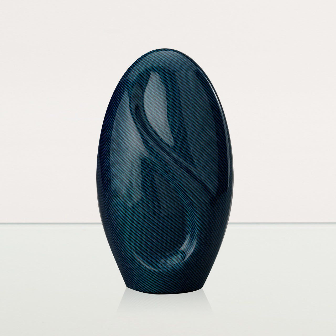 Carbon Fiber Cremation Urn "Eternity" - Twill Weave Carbon | Blue Urn - Pulvis Art Urns