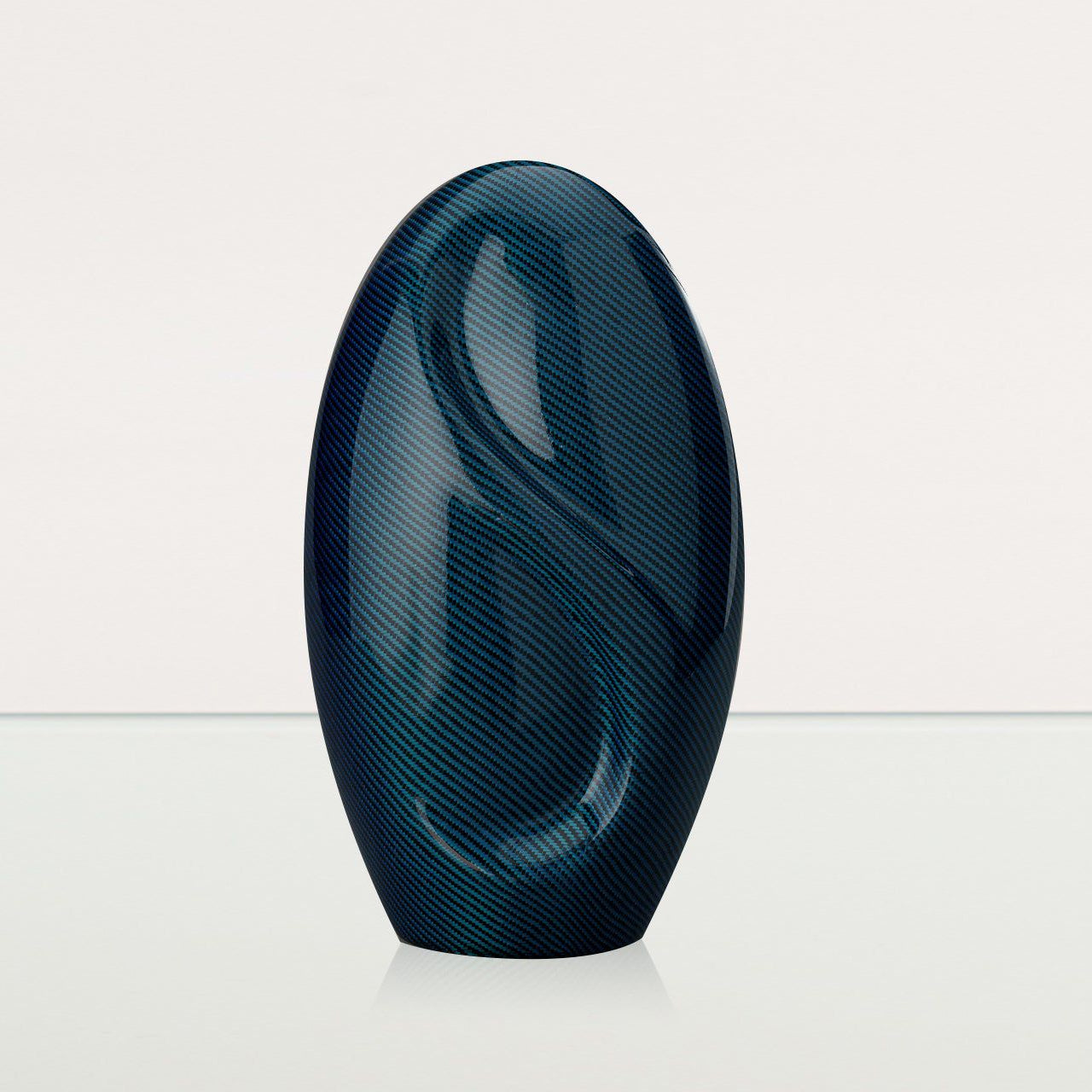 Carbon Fiber Cremation Urn "Eternity" - Twill Weave Carbon | Blue Urn - Pulvis Art Urns