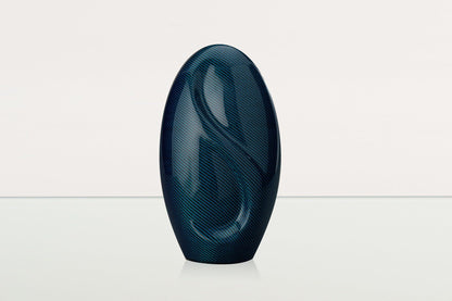 Carbon Fiber Cremation Urn "Eternity" - Twill Weave Carbon | Blue Urn - Pulvis Art Urns