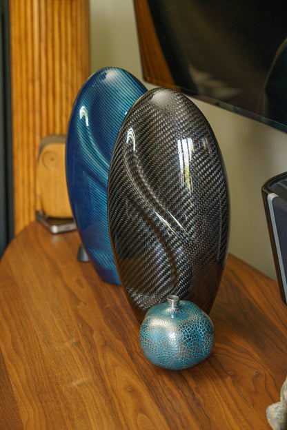 Carbon Fiber Cremation Urn "Eternity" - Twill Weave Carbon | Black Urn - Pulvis Art Urns