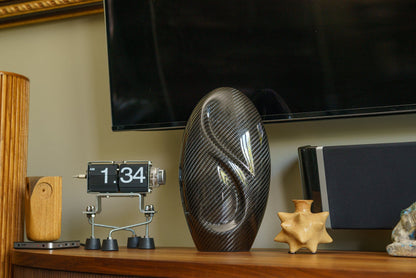 Carbon Fiber Cremation Urn "Eternity" - Twill Weave Carbon | Black Urn - Pulvis Art Urns