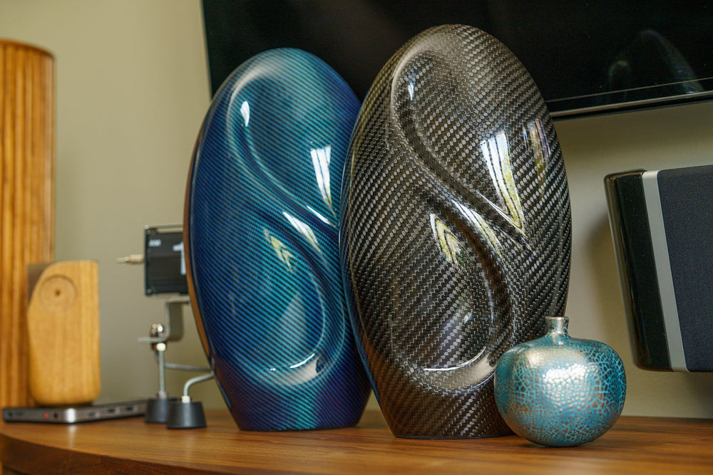 Pulvis Art Urns Adult Size Urn Carbon Fiber Cremation Urn "Eternity" - Twill Weave Carbon Urn