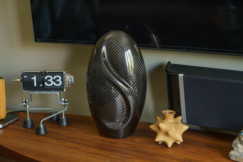 Pulvis Art Urns Adult Size Urn Carbon Fiber Cremation Urn "Eternity" - Twill Weave Carbon Urn