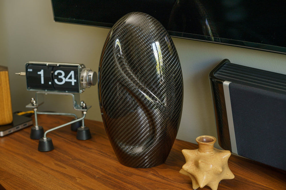 Pulvis Art Urns Adult Size Urn Carbon Fiber Cremation Urn "Eternity" - Twill Weave Carbon Urn
