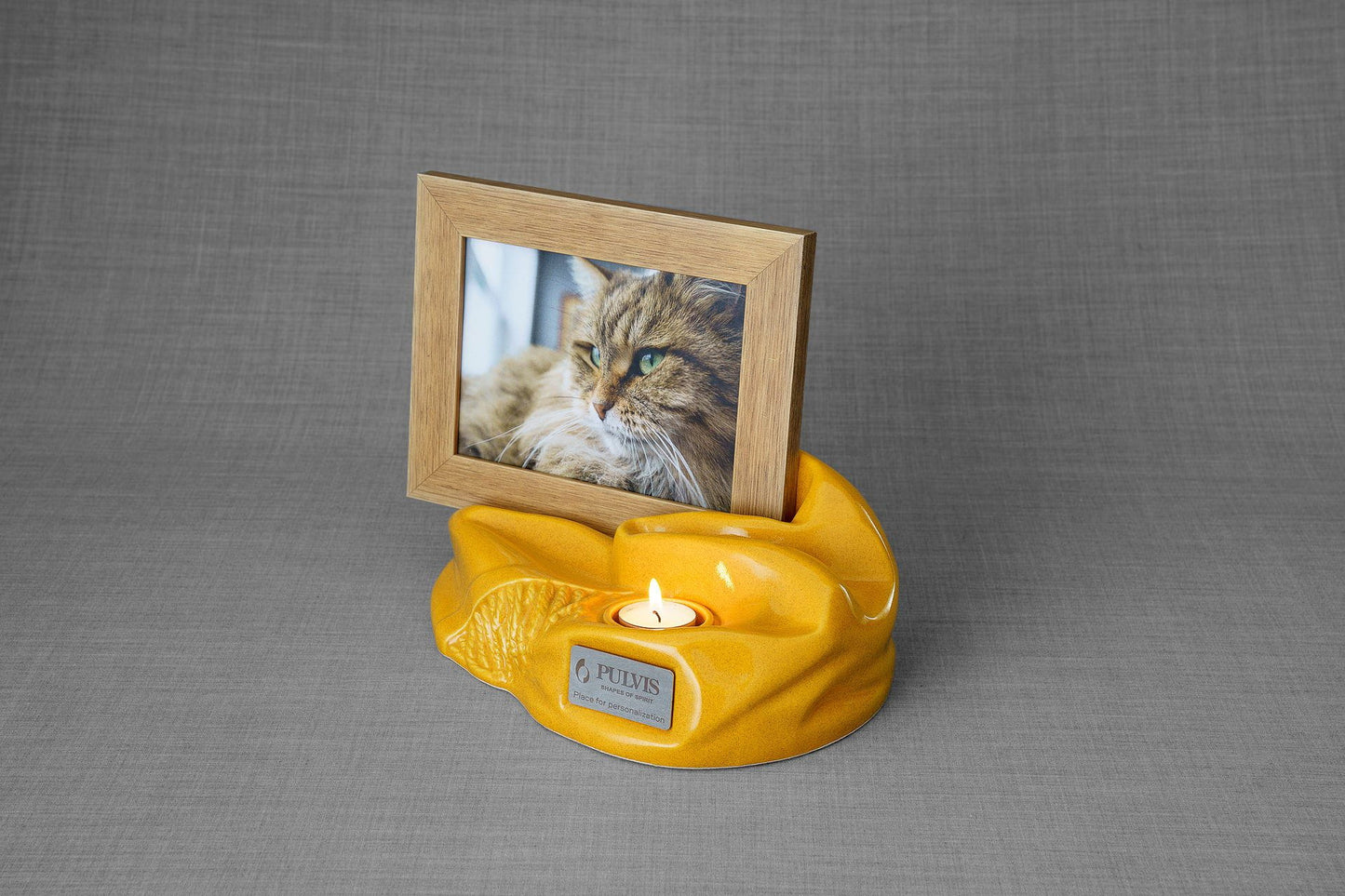 
                  
                    Cremation Urn "Cozy" - Amber Yellow| Ceramic Picture Frame Urn
                  
                