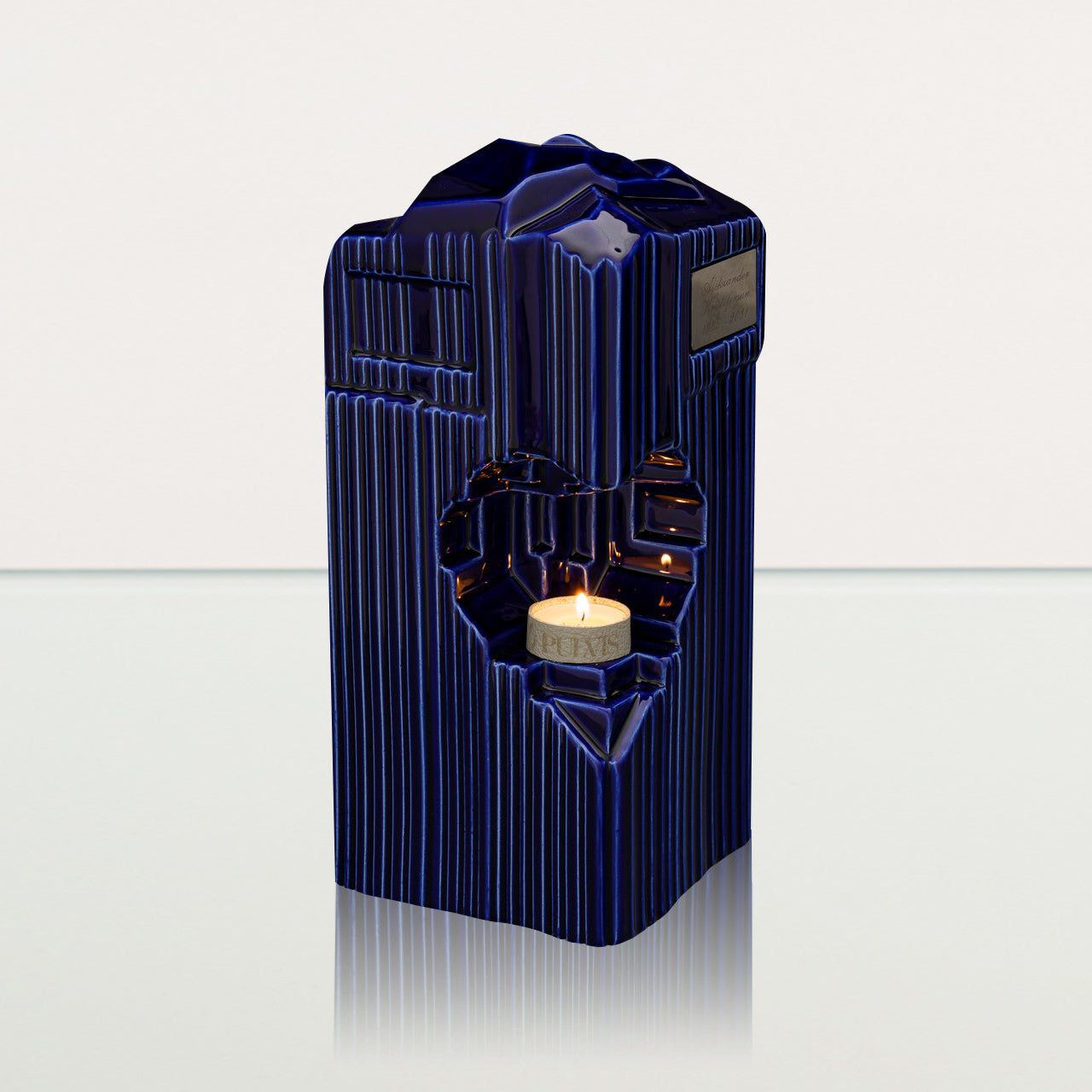 Cremation Candle Urn for Ashes "Heart" - Large | Blue Night | Ceramic Urn - Pulvis Art Urns