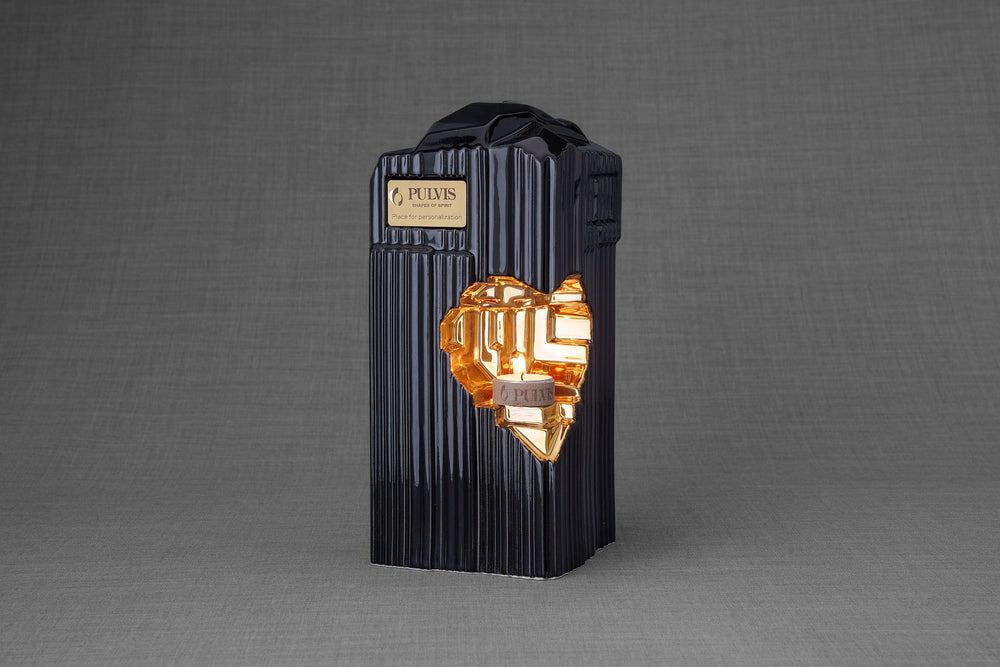 
                  
                    Pulvis Art Urns Adult Size Urn Cremation Candle Urn for Ashes "Heart" - Large | Lamp Black | Ceramic
                  
                