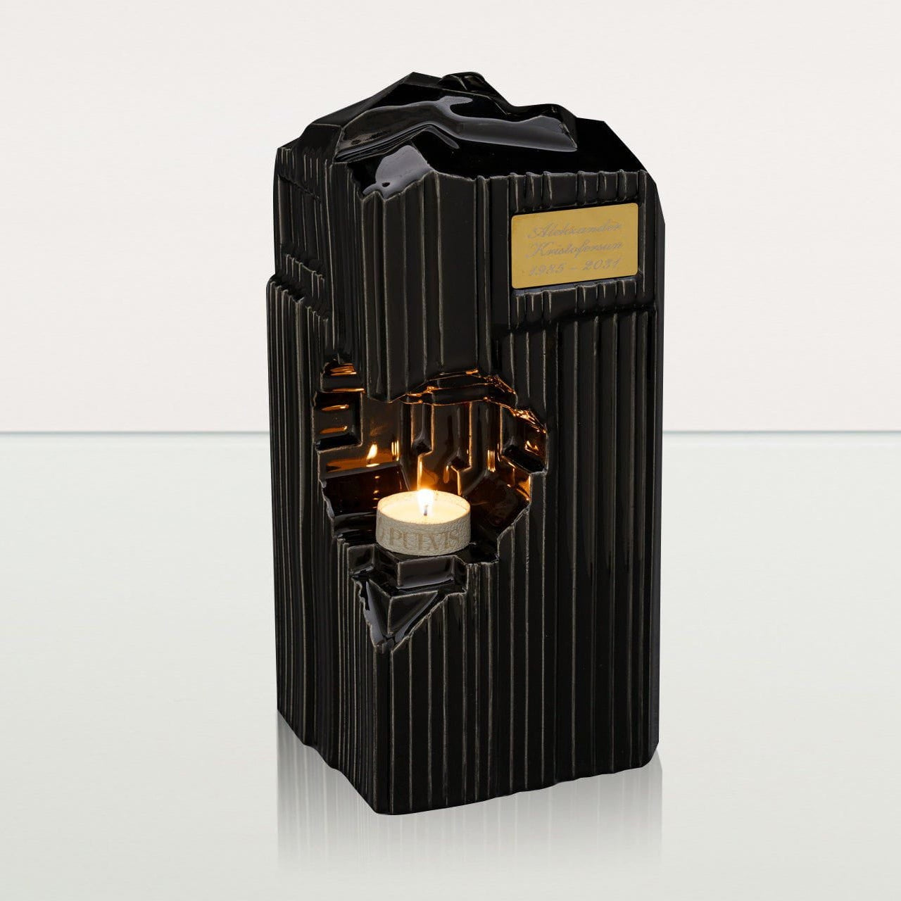 Cremation Candle Urn for Ashes "Heart" - Large | Lamp Black | Ceramic Urn - Pulvis Art Urns