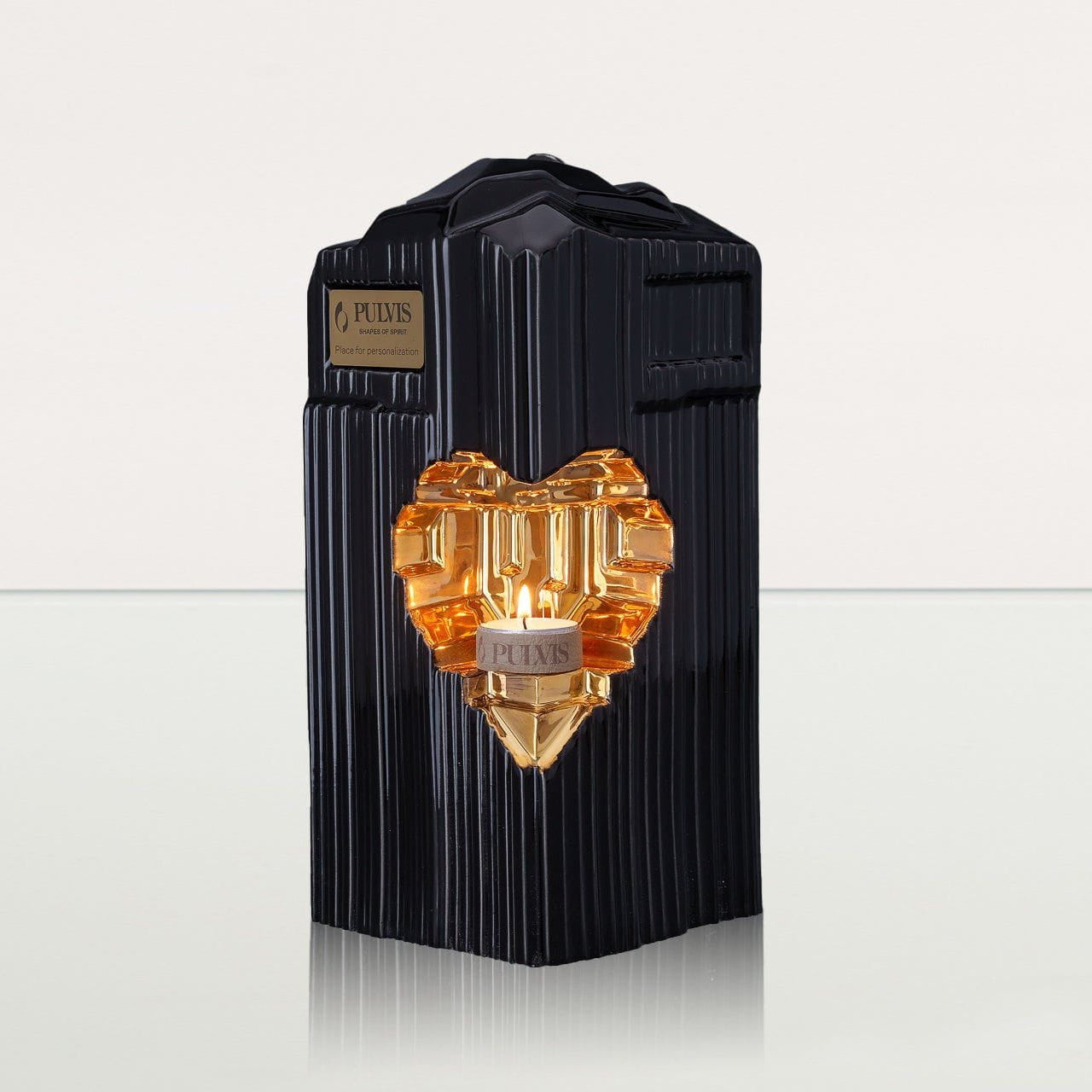 Cremation Candle Urn for Ashes "Heart" - Large | Lamp Black | Ceramic Urn - Pulvis Art Urns