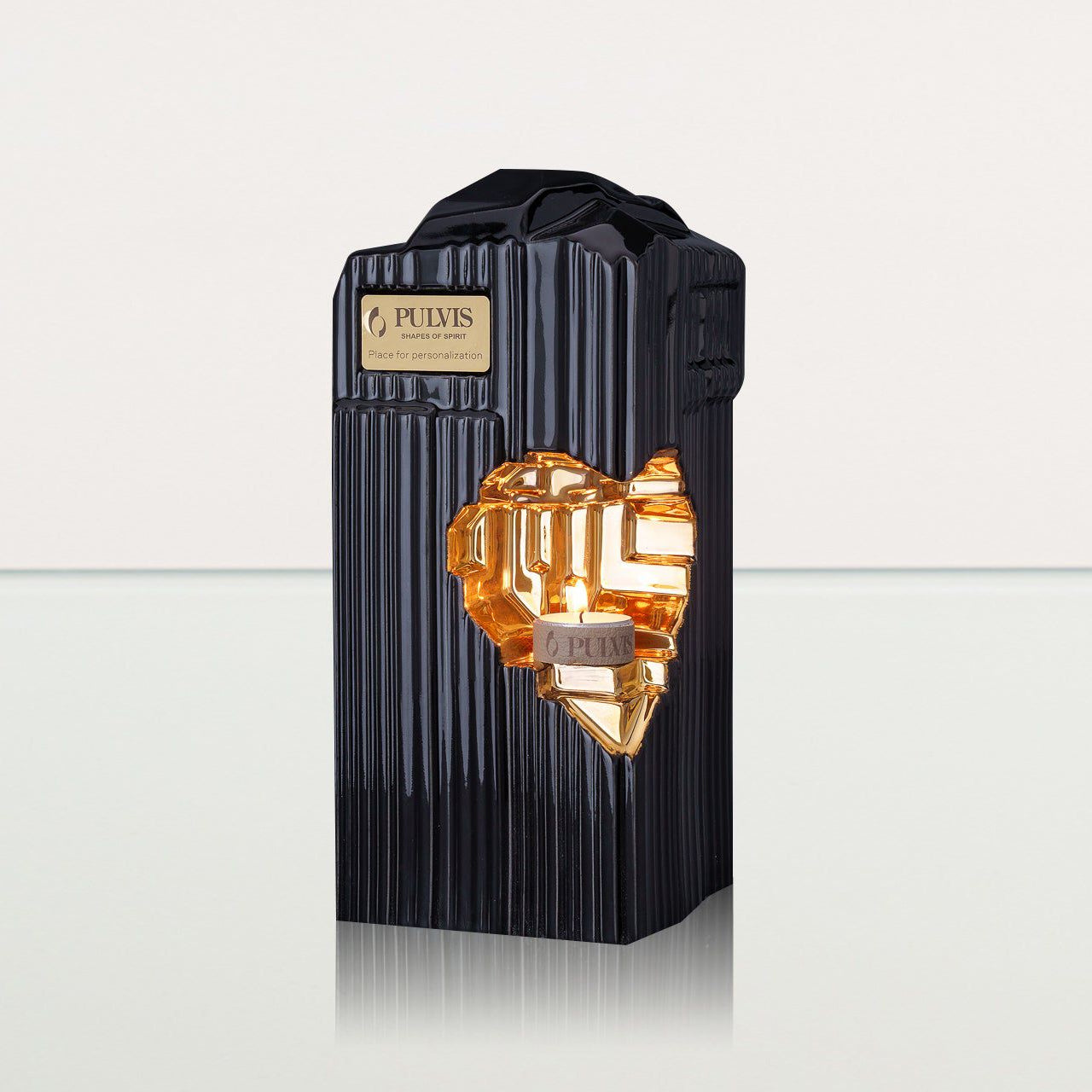 Cremation Candle Urn for Ashes "Heart" - Large | Lamp Black | Ceramic Urn - Pulvis Art Urns