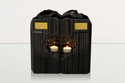 Cremation Candle Urn for Ashes "Heart" - Large | Lamp Black | Ceramic Urn - Pulvis Art Urns