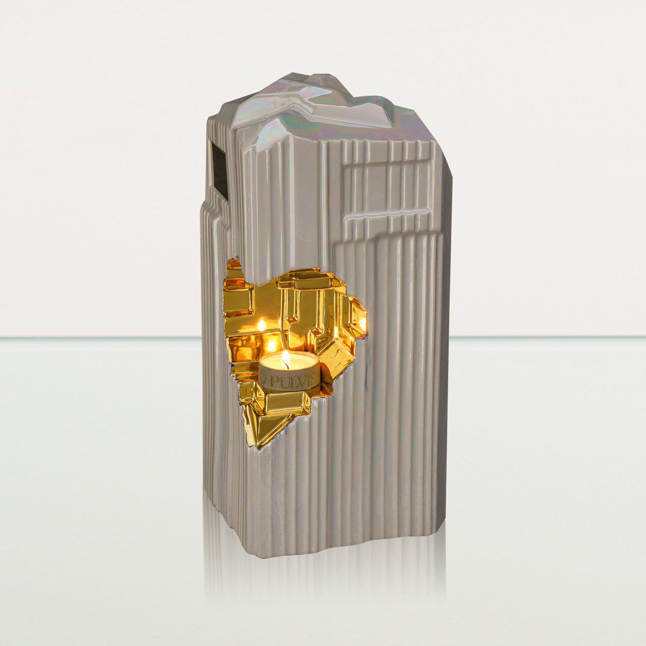 Cremation Candle Urn for Ashes "Heart" - Large | Pearly White | Ceramic Urn - Pulvis Art Urns