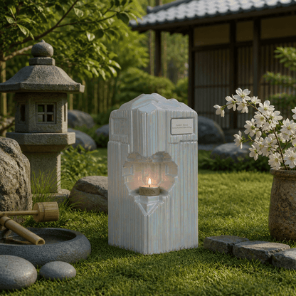 Pulvis Art Urns Adult Size Urn Cremation Candle Urn for Ashes "Heart" - Large | Pearly White | Ceramic Urn